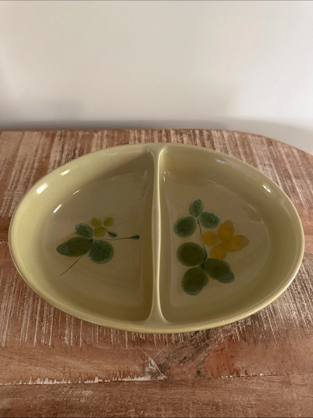 FRANCISCAN PEBBLE BEACH 10” OVAL DIVIDED VEGETABLE BOWL Floral MINT